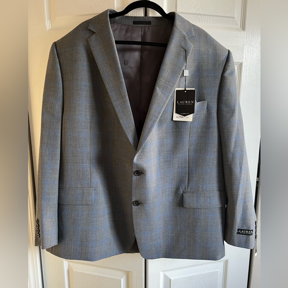 52 Regular Ralph Lauren Blue and Grey Blazer, Brand new with tags!